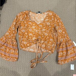 American Eagle Outfitters Orange Floral Top